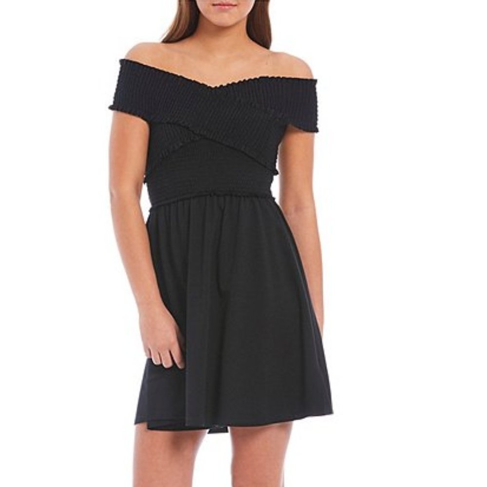 Gianni Bini Little Black Smocked Top Dress Small